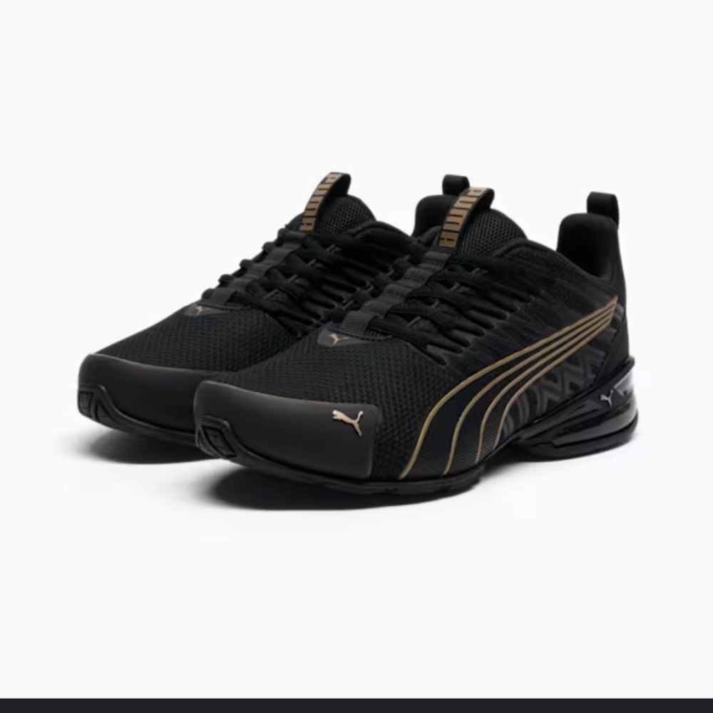 Puma Black Sneakers with Gold Highlights